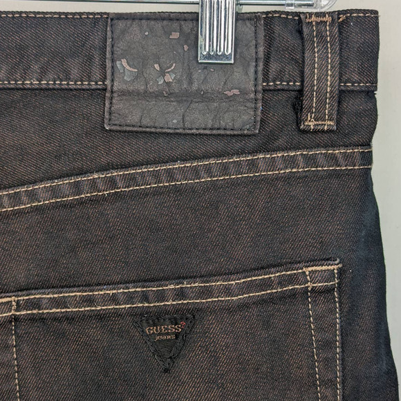 Vintage Guess USA Loose Baggy Fit Straight Leg Jeans Metallic Brown 36 x 33 90s - Picture 6 of 7